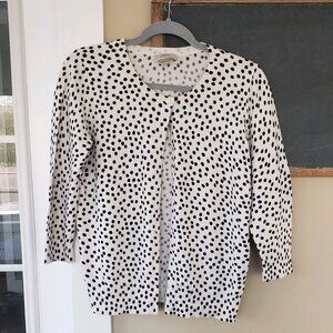 LOFT Black and White Polka Dot Cardigan